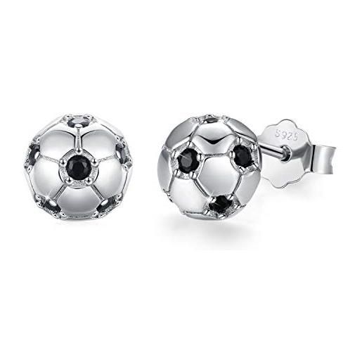 JFASHOP orecchini da calcio per ragazzi in argento sterling 925 gioielli da calcio per donna orecchini a sfera per ragazze, bambini