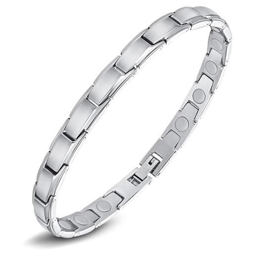 Jeracol braccialetti magnetici per le donne braccialetto magnetico in acciaio al titanio regalo regolabile con strumento di rimozione gratuito 1 count (pack of 1), acciaio inossidabile