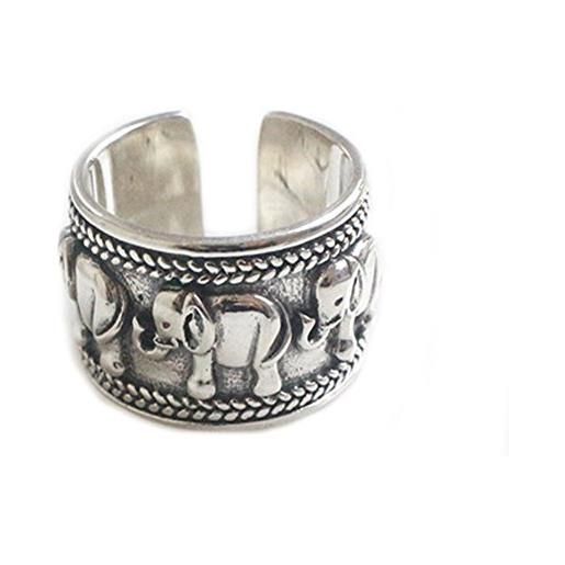 Helen de Lete s925 - anello regolabile in argento sterling con elefante vintage