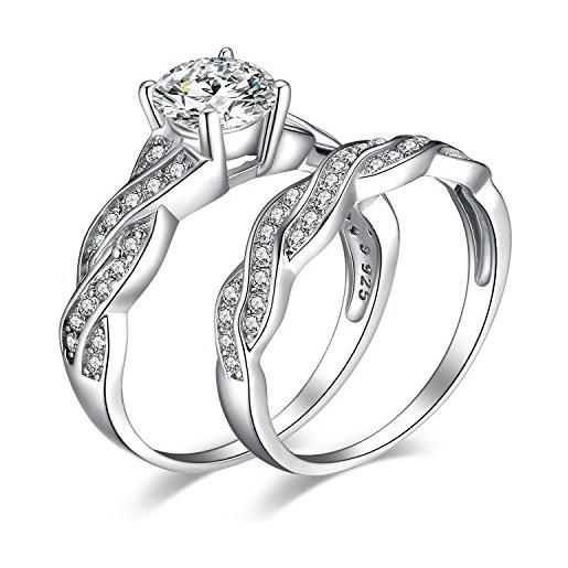 JewelryPalace anelli donna argento 925, fedine fidanzamento coppia, anello infinito nodo, 1.5ct diamante simulato anniversario matrimonio promessa sposa band anelli donna set, gioielli donna 28