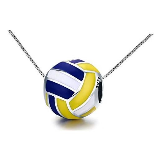 Helen de Lete collana in argento sterling s925 love volley sport collare, argento sterling