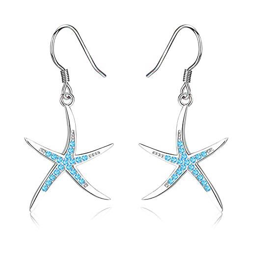 LINSTER orecchini stella marina argento 925 stella marina ciondola orecchini pendenti mare hawaiano oceano spiaggia gioielli regali per donna bambine