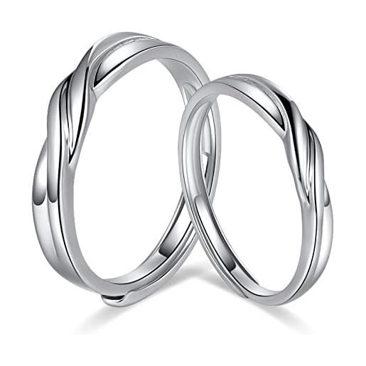 FANCIME coppia anello argento sterling 925 fedine fidanzamento coppia anelli fede nuziale anello set fedine sposa gioielli regalo per donna uomo anello regolabile