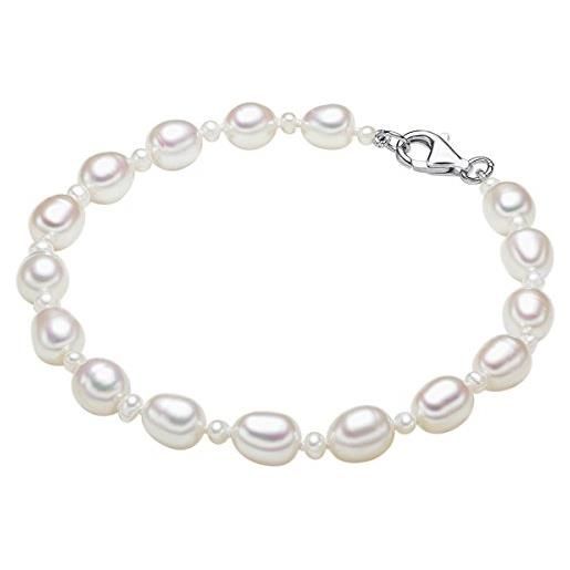 Valero Pearls bracciale da donna in argento sterling 925 con rodio con perle coltivate d'acqua dolce bianco 00474511