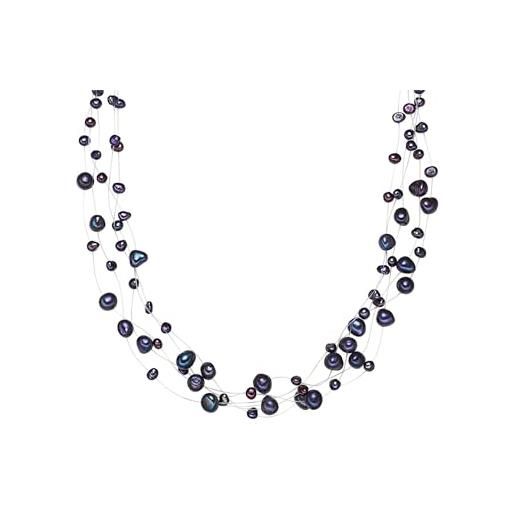 Valero Pearls catena da donna in argento sterling 925 con rodio con perle coltivate d'acqua dolce blu scuro 60201649