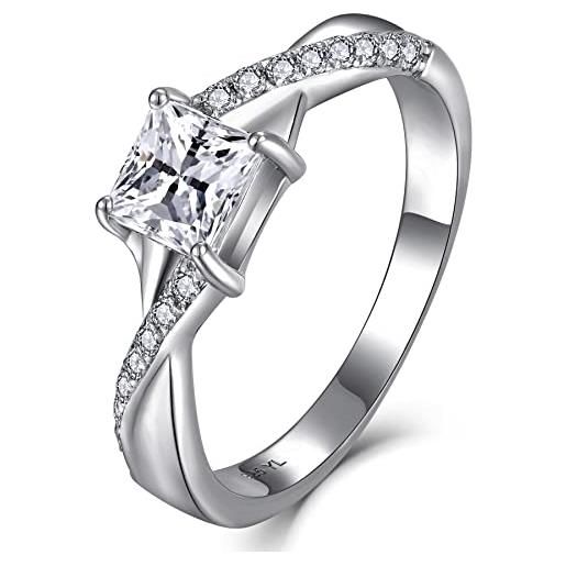 YL anello di fidanzamento argento 925 taglio 5a anello infinito princess zirconia cubica banda solitaria regalo di gioielli per le donne(taglia 16)