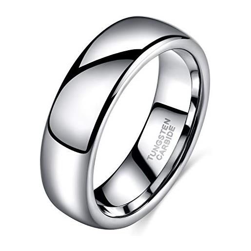 Zakk anelli da donna e uomo in argento tungsteno sottile lucido anelli di fidanzamento fedi nuziali 2mm 4mm 6mm 8mm (6mm, 54 (17.2))