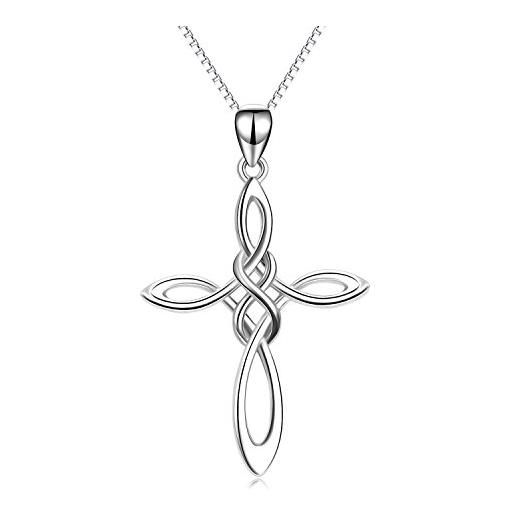 YAFEINI croce celtica collana 925 argento sterling croce nodo celtico infinito collana ciondolo per le donne ragazze