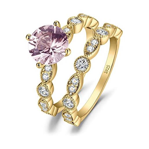 JewelryPalace 2.5ct anelli donna argento 925 con creato morganite zaffiro rosa, marquise infinito anello solitario in oro con pietra, fedine fidanzamento matrimonio anello promessa set gioielli 19.5