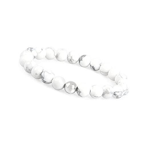 GD GOOD.designs EST. 2015 bracciale da uomo con perle di pietra naturale i bracciale da uomo con perle di diaspro per uomo e donna i bracciale chakra estensibile (howlite)