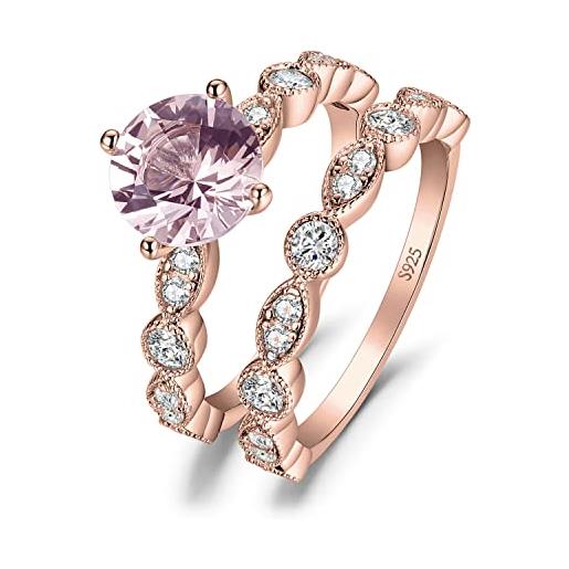 JewelryPalace 2.5ct anelli donna argento 925 con creato morganite zaffiro rosa, marquise infinito anello solitario oro rosa con pietra, fedine fidanzamento matrimonio anello promessa set gioielli 13