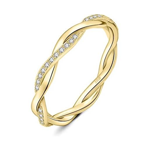 JewelryPalace corda anello infinito donna argento con creato moissanite, anelli impilabili donna 925 con pietre a taglio rotondo, fede nuziale in oro anello matrimonio set gioielli donna 14.5