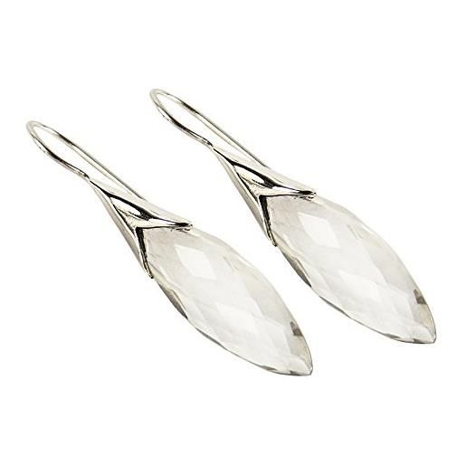 Unique Gems unique orecchini per la donna naturale cristallo di rocca 13ct argento 925 forma di goccia stile liberty qualità come gioielliere