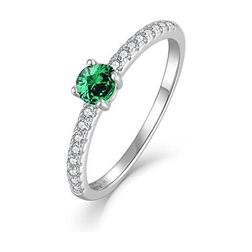JO WISDOM jo wisodm anelli in argento 925 donna, anello impilabile con 5a zirconia cubica può birthstone colore smeraldo