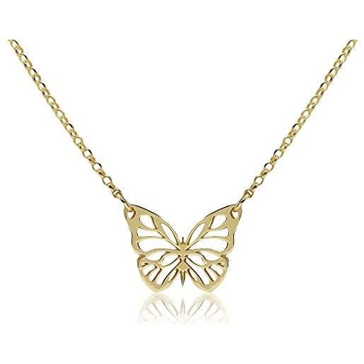 WANDA PLATA collar farfalla in argento 925 placcato oro per donna, choker con pendente farfalla dorato, catena regolabile per ragazza giovane, in scatola regalo. 