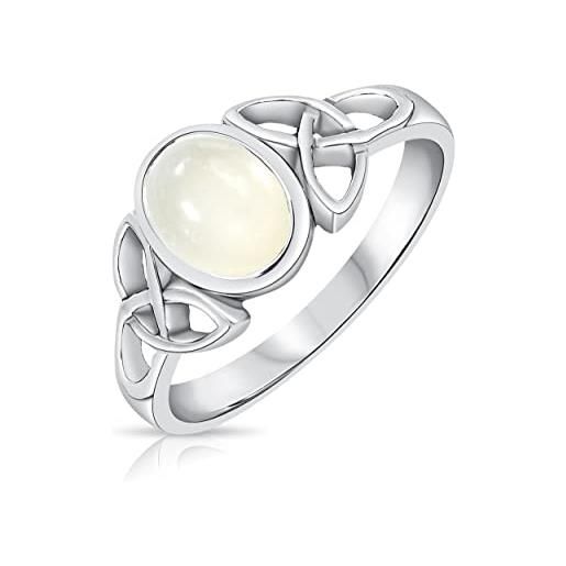 DTPsilver® anello donna argento 925 - anello argento 925 donna con nodo celtico della trinità - anello gotico - anello con pietra di luna