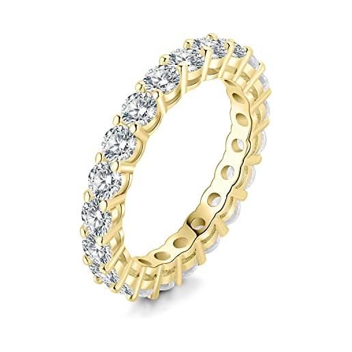 JewelryPalace anello eterno donna argento con creato moissanite, anelli impilabili donna 925 con pietre a taglio rotondo, fede nuziale in oro anello matrimonio set gioielli donna 9.5