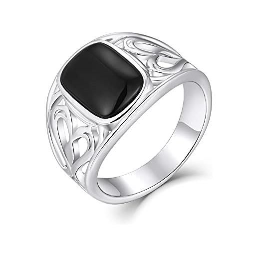 JO WISDOM anelli uomo argento 925 onice nero, anello gioielli