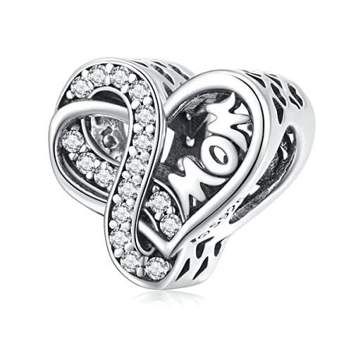 YOAME i ciondoli della mamma si adattano al braccialetto pandora 925 sterline d'argento charm bead cuore infinito amore cubic zircone regalo per donne ragazze con portagioie