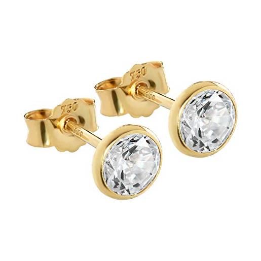 NKlaus coppia orecchini a perno 5,3mm oro giallo 750 orecchini oro 18 carati cristallo zircone bianco 2626