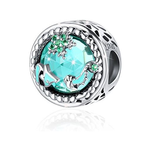 Fanona ciondolo in argento sterling con zirconia cubica verde, tema oceano misterioso, adatto per braccialetto fai da te da donna