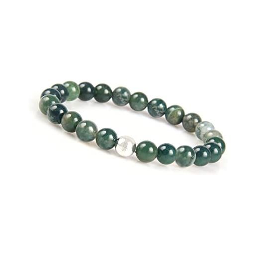 GD GOOD.designs EST. 2015 bracciale da uomo con perle di pietra naturale i bracciale da uomo con perle di diaspro per uomo e donna i bracciale chakra estensibile (agata verde)