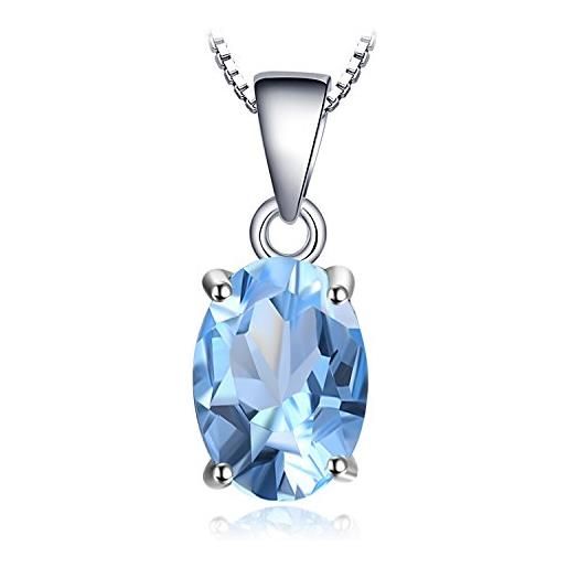 JewelryPalace ovale 2.1ct naturale cielo blu topazio birthstone solitario 925 sterling argento 45cm