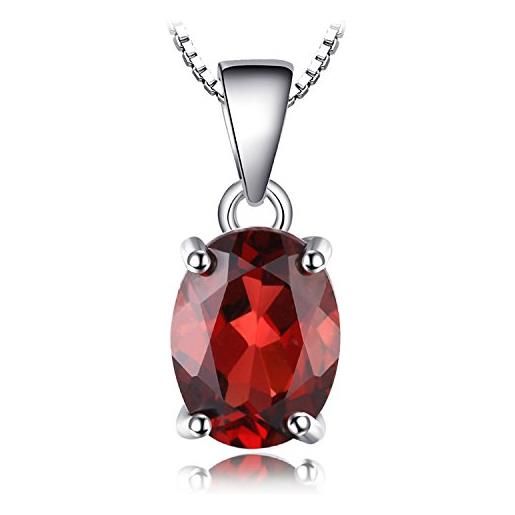 JewelryPalace ovale 2.5ct naturale rosso granato birthstone solitario pendente collana solido 925 sterling argento 45cm