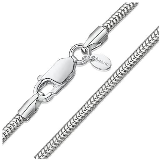 Amberta® gioielli - collanina - catenina argento sterling 925 - modello serpente - larghezza 1.9 mm - lunghezza: 45 55 65 cm (45cm)