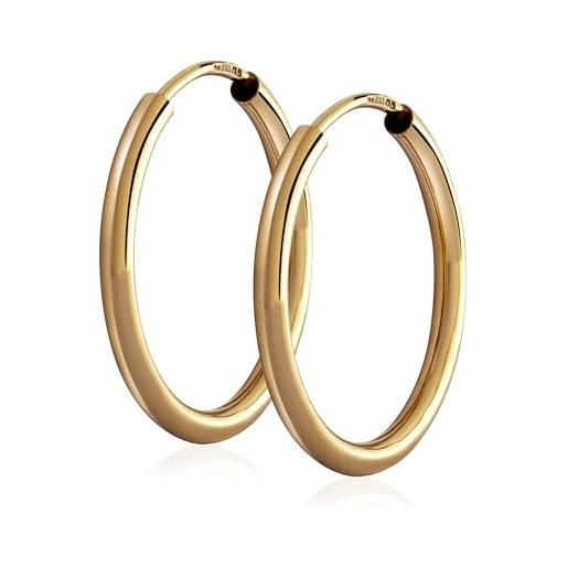 NKlaus coppia 585 orecchini a cerchio in oro giallo gioielli per orecchie 1,8mm orecchini tondi in oro 20mm 9029