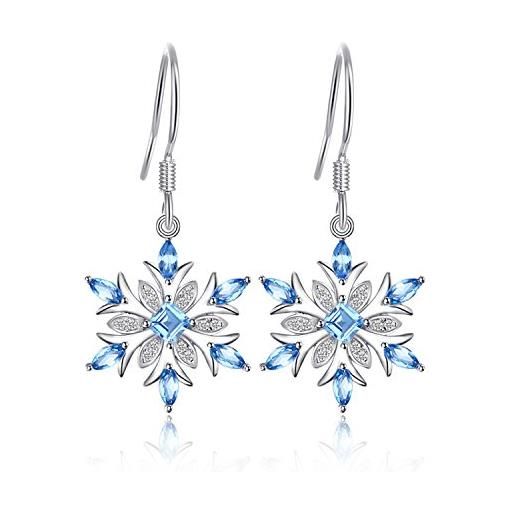 JewelryPalace fiocco di neve 1.4ct naturale azzurro topazio ciondolo gli orecchini argento sterling 925