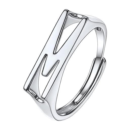 PROSILVER anello regolabile donna con lettera argento 925 regolabile uomo anelli lettera m anello con in iziale festa mamma