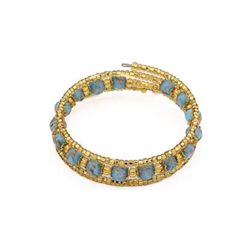 Sospiri Venezia bracciale donna 16 perle in vetro diametro 8 mm braccialetto originale vetro di murano gioiello idea regalo gioiello made in italy certificato (celeste)