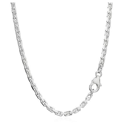 NKlaus collana con catena ad ancora solida di 50 cm in argento 925 con diamante di 2,50 mm di larghezza 8955