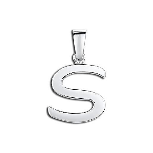 Amberta gioielli - ciondolo a forma di iniziale in argento sterling 925 - pendente classico per donna alla moda - lettera s