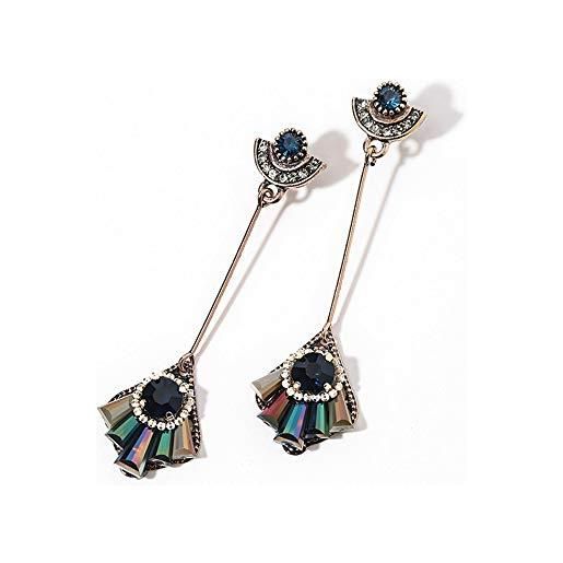 BUKEQILA orecchini di zirconia in argento 925 di buona lega per donna multicolore orecchini lunghi orecchini francesi con delicata scatola di gioielli regalo di natale