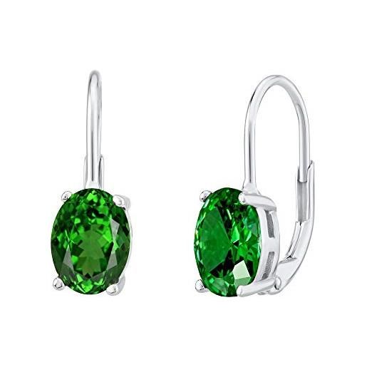 SILVEGO orecchini da donna in argento 925 con smeraldo verde sintetico
