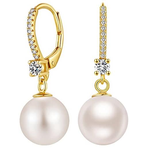 Miaofu orecchini perle donna diamante perle orecchini Miaofu orecchini con perle anallergici orecchini perle pendenti, perle goccia orecchini, orecchini cerchio perle oro bianco oro rosa perle orecchini