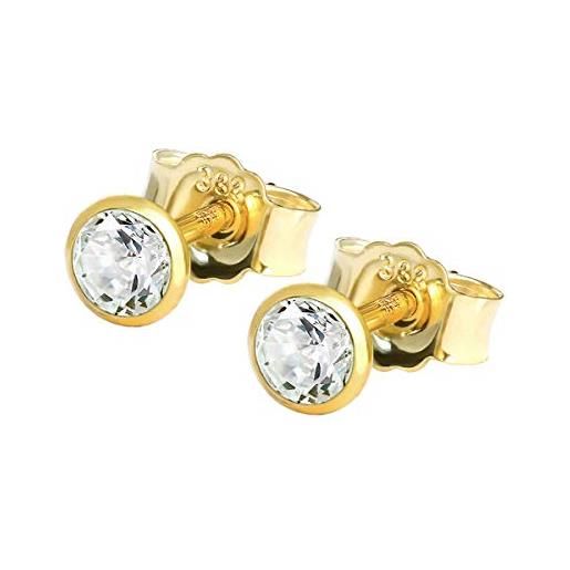 NKlaus coppia di orecchini a perno 3,5mm oro giallo 333 8 carati orecchini in cristallo zirconia bianco 1761