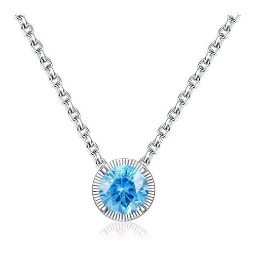 Qings collana birthstone tanzanite pendente per donna, collane con pendente di tanzanite, ciondoli diamante blu solitario collana in argento 925 per regali di natale