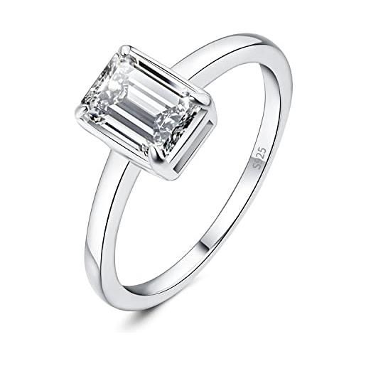 JewelryPalace 1ct anello solitario donna argento 925 con creato moissanite, diamante simulato anelli con pietra a taglio smeraldo, semplice fedine fidanzamento in argento set gioielli donna 9.5