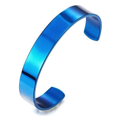 COOLSTEELANDBEYOND 19cm classico regolabile bracciale da uomo donna, braccialetto del polsino, colore blu lucido