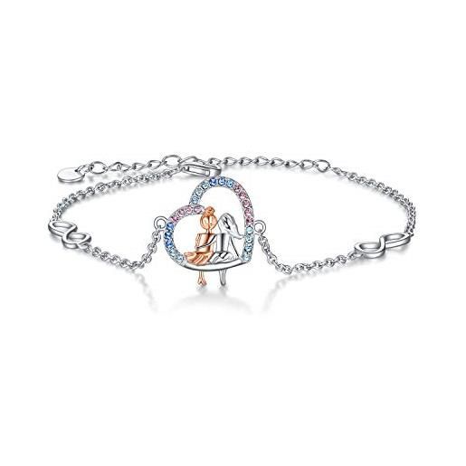 VONALA braccialetto in argento sterling 925 con cuore di sorella, simbolo dell'infinito e amicizia, regalo di compleanno per donne e ragazze, argento sterling