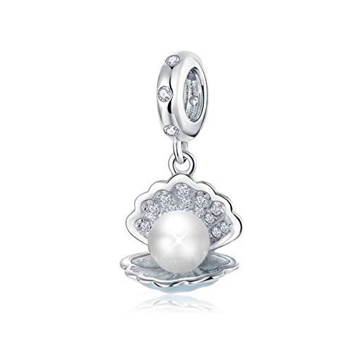 YOAME ciondolo in argento sterling 925 con perla in conchiglia, compatibile con braccialetti pandora