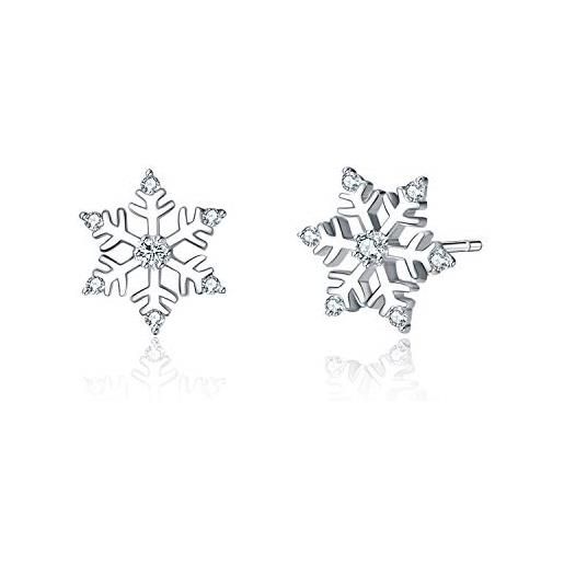 VONALA orecchini a forma di fiocco di neve, in argento sterling 925, con zircone bianco, idea regalo per donne e adolescenti e ragazze