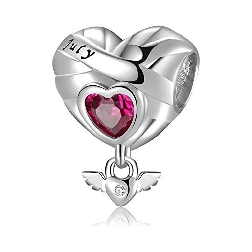 Magic Charms birthstone per braccialetti di donna in 925 sterling silver cuore ciondolo personalizzato zirconi di pietra per europa bracciale e collana regali di compleanno (giulio)
