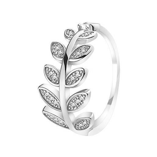 Sofia milani - anello da donna in argento 925 - con pietra zircone - design a foglia - 10098-20 (18.9)