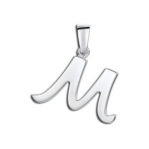 Amberta gioielli - ciondolo a forma di iniziale in argento sterling 925 - pendente classico per donna alla moda - lettera m