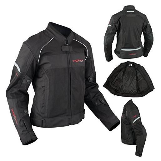 A-Pro, giacca da motociclista in tessuto traspirante ce, estiva, nera, taglia: s