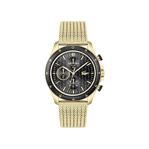 Lacoste orologio con cronografo al quarzo da uomo con cinturino in acciaio inossidabile dorato - 2011254